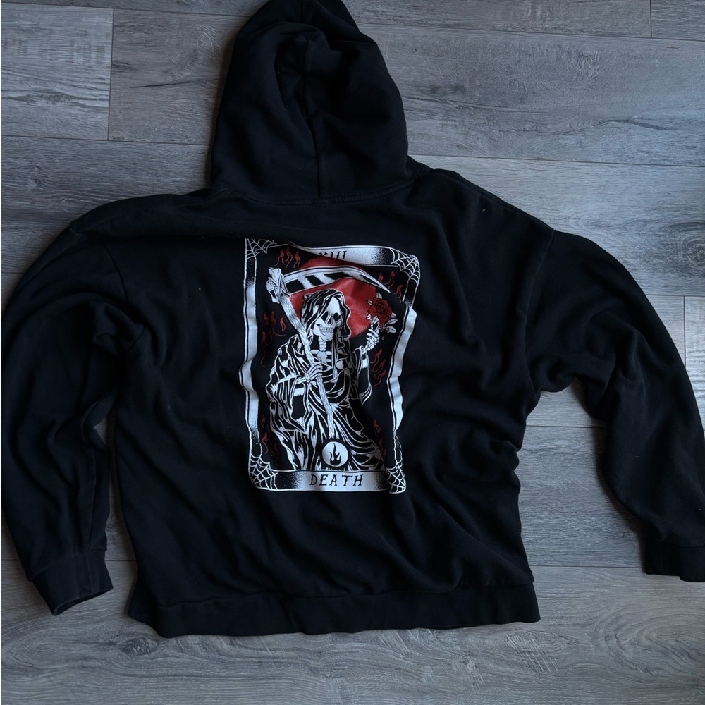 Black Hell Babes ‘Death' Tarot Card Graphic Hooded Sweatshirt